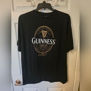 Guinness Black Short Sleeve Tee with Gold and White Logo Size XL